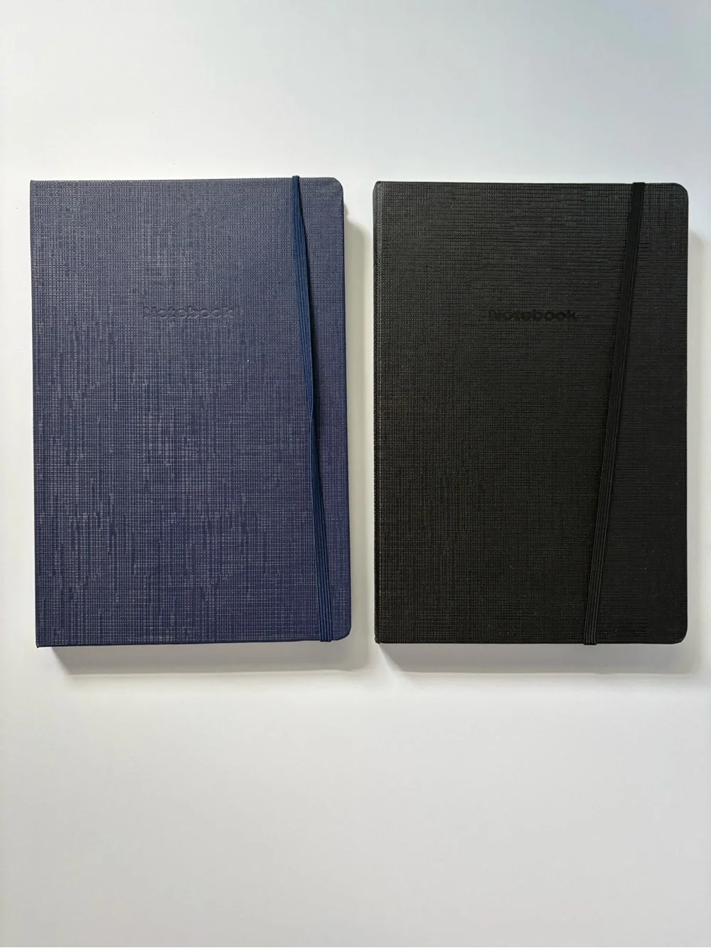 Letterbox Black and Blue Blank Notebooks with Elastic Closure